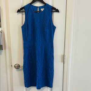J. Crew Blue Sheath Mini Dress Sleeveless Crew Neck Cocktail